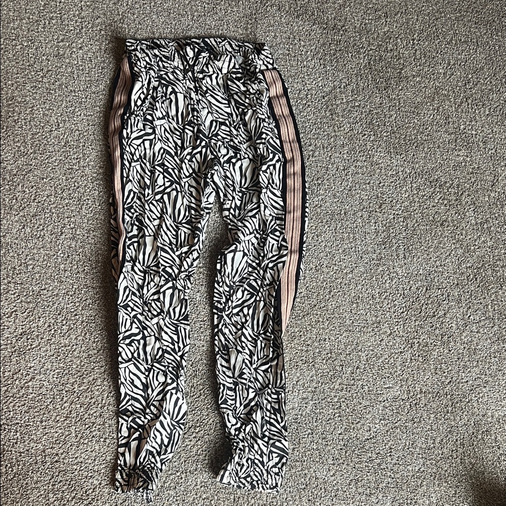 Maison Scotch Les Bons Vivants Multi Color Print Pattern Ankle Crop Casual Pants